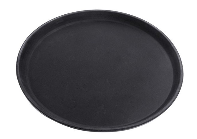 Tablett rund Kunststoff schwarz rutschfest 36cm